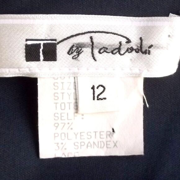 TADASHI Dress, 12, Blue/Tan lace, Bandage Skirt, Scoop neck, Cap sleeves - Picture 12 of 14